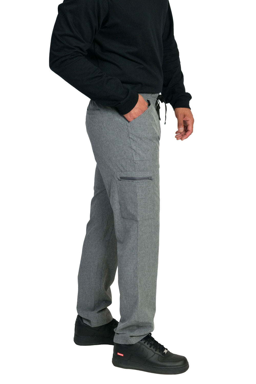 Medgear Caspian Men's Scrubs Set with 9-Pockets and Straight Leg Pants