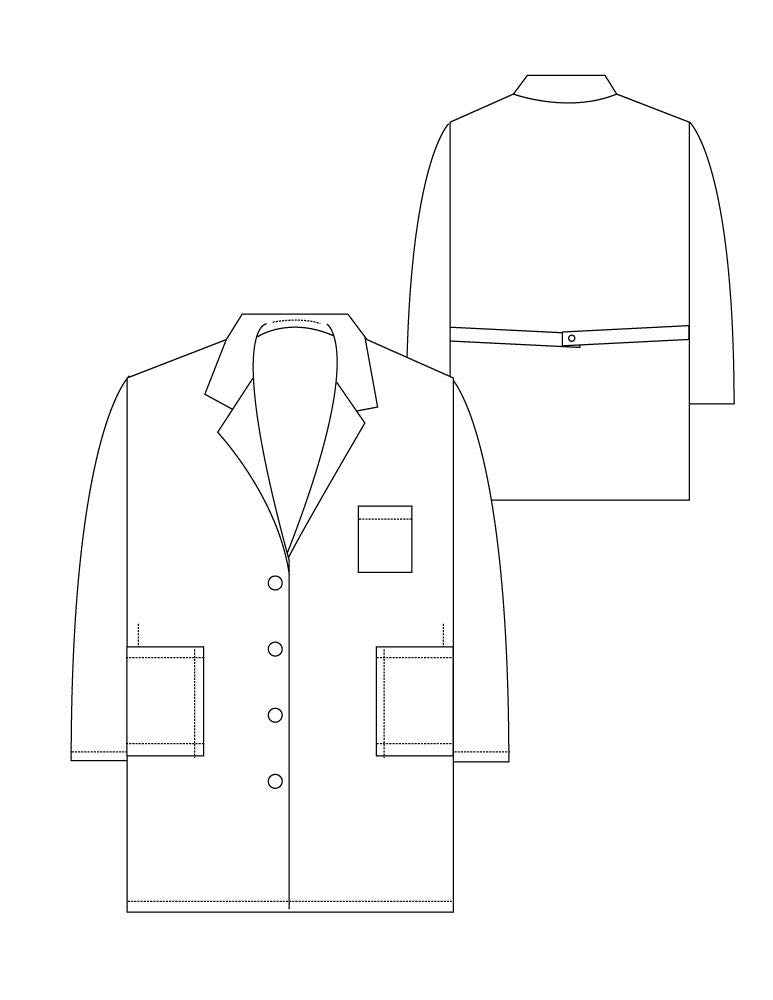 Medgear White Lab Coat 39" for Women, Long Sleeve, 5 Pocket & Back Belt