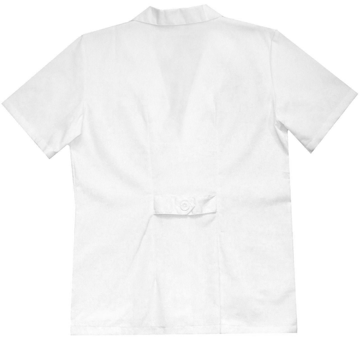 Medgear Women's White Lab Coat 28", Short Sleeves and 3 Pockets