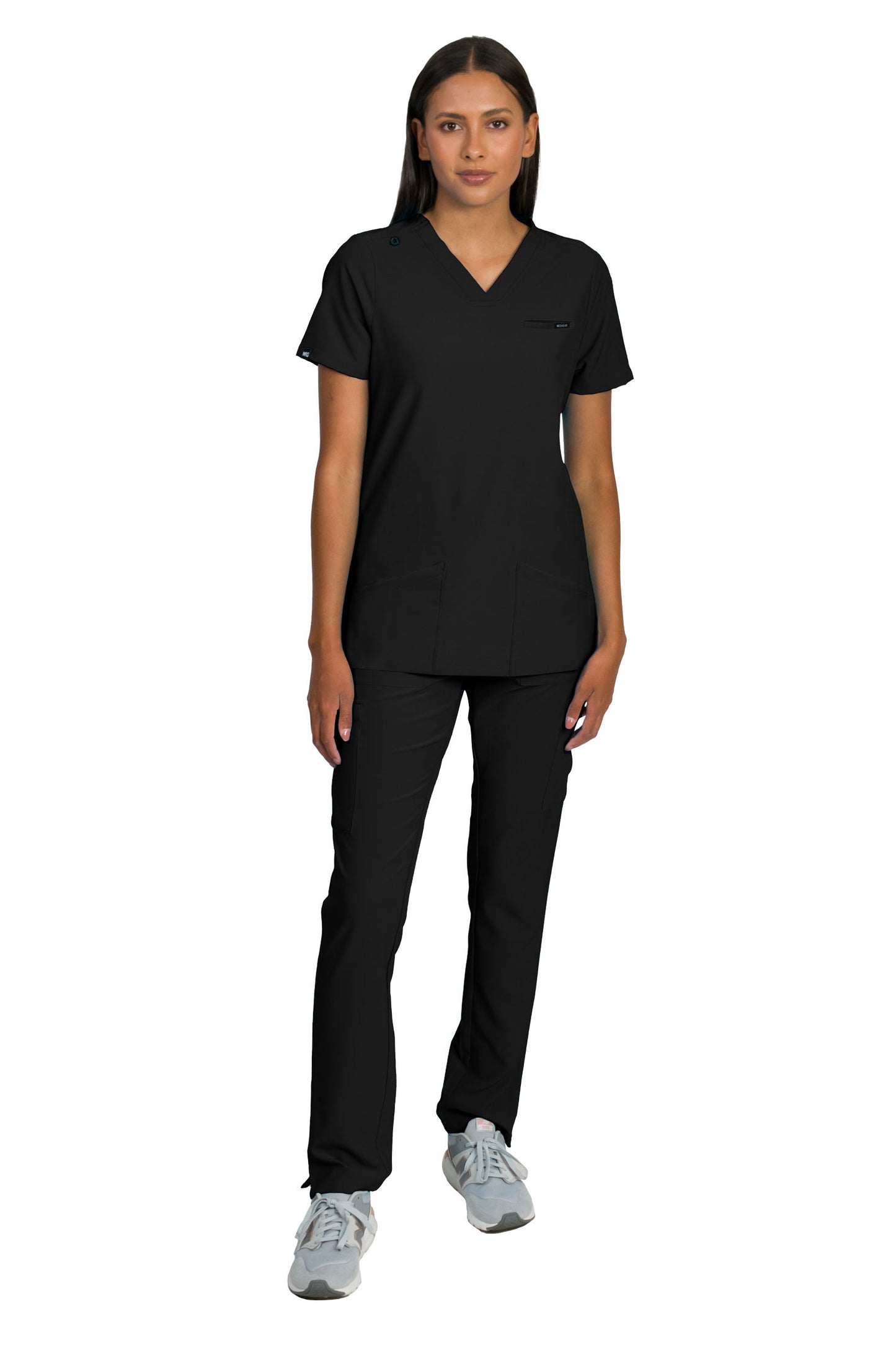 Medgear Liliana Women's Scrubs Set with 4-Pocket Top and Slim Straight Leg Pants