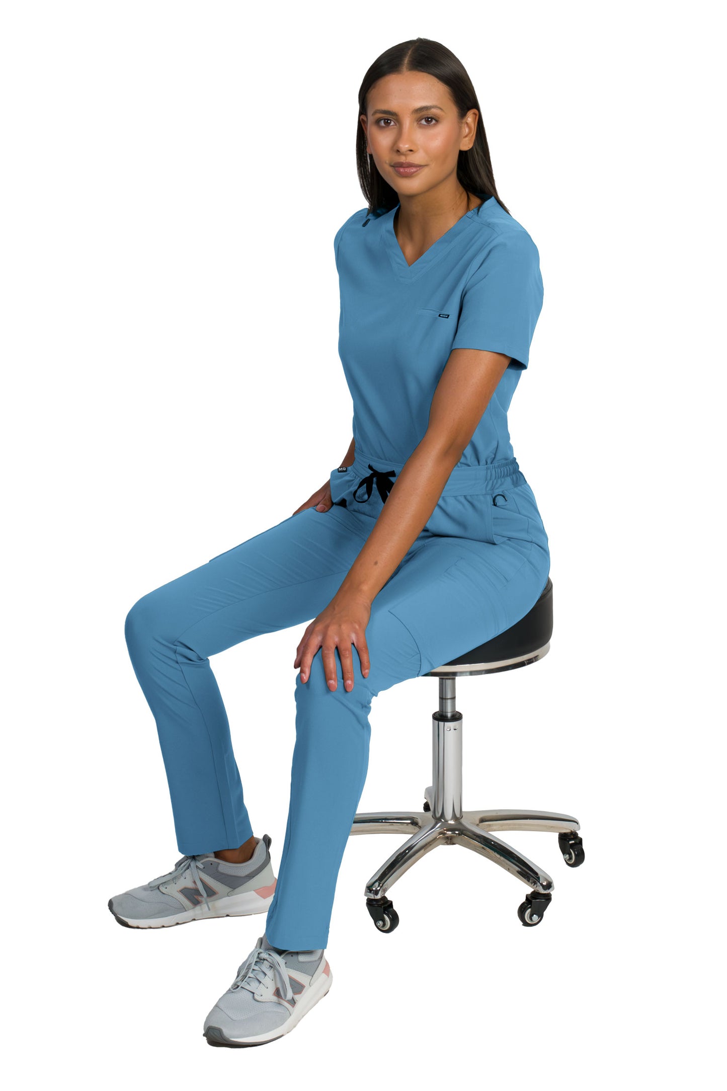 Medgear Liliana Women's Scrubs Set with 4-Pocket Top and Slim Straight Leg Pants