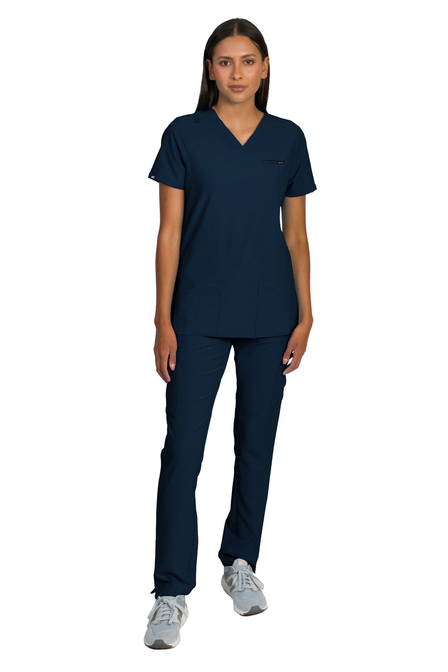 Medgear Liliana Women's Scrubs Set with 4-Pocket Top and Slim Straight Leg Pants