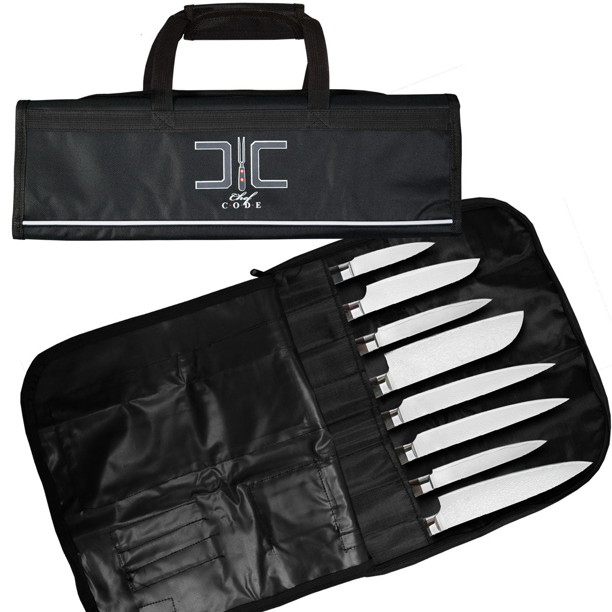 Chef Knife Bag, 8 Knife Roll Bag with Accessory Mesh Pockets