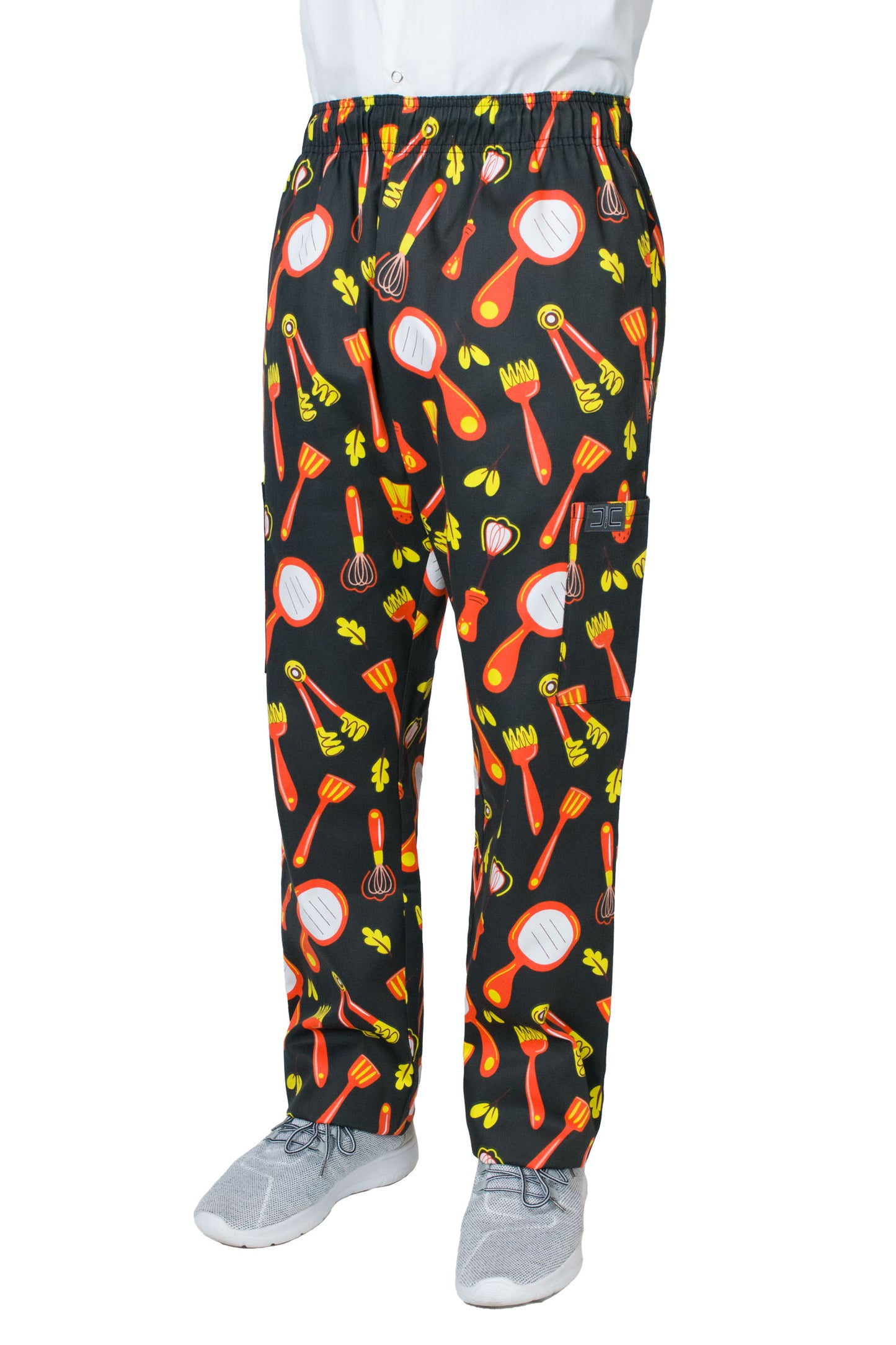 Chef Code Unisex Modern Fit Chef Pants with Cargo Pockets, Elastic Waist, Various Prints