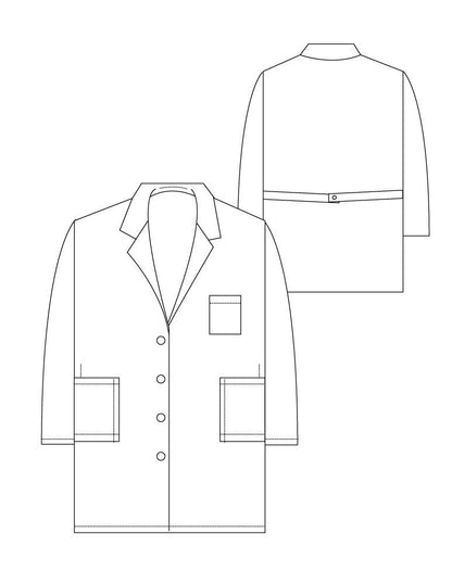 Medgear White Lab Coat 39" for Women, Long Sleeve, 5 Pocket & Back Belt