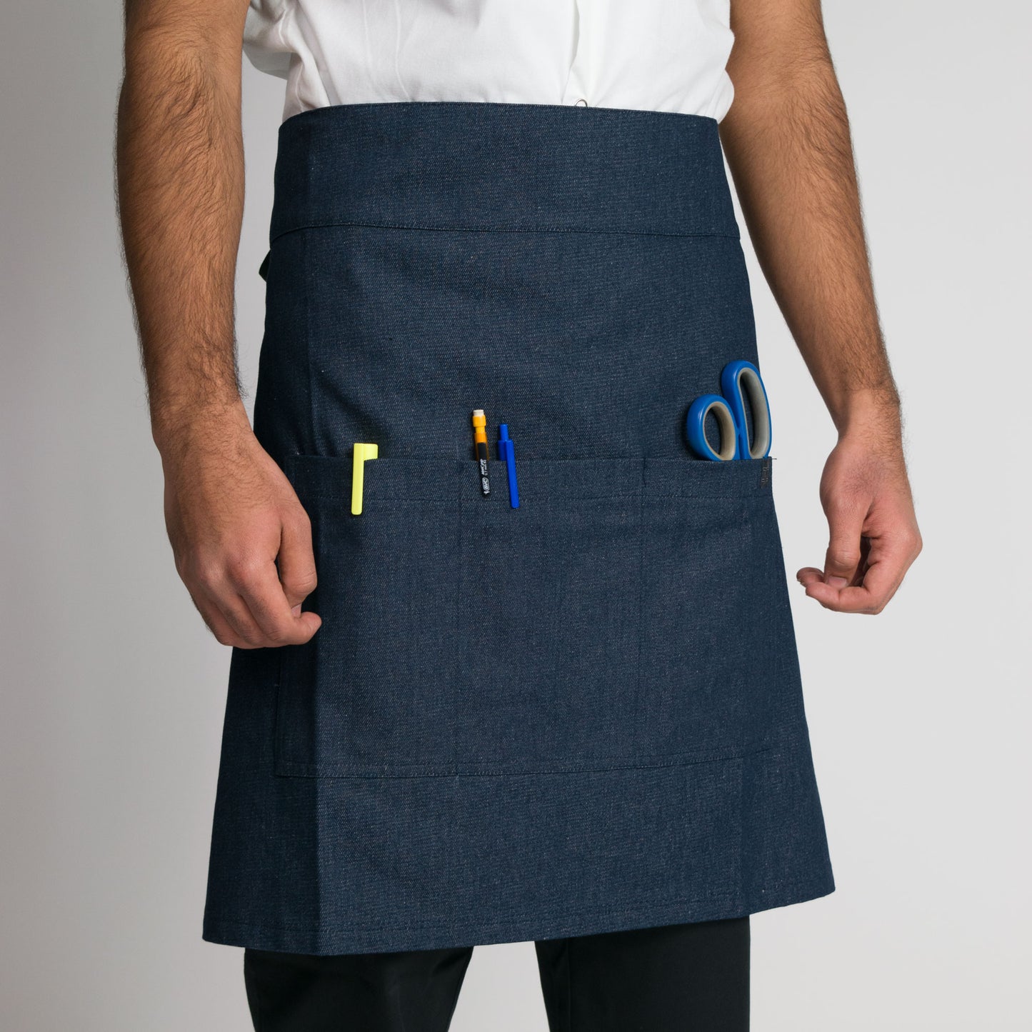 Chef Code 22" Denim Waist Apron with Large 3-section Pocket