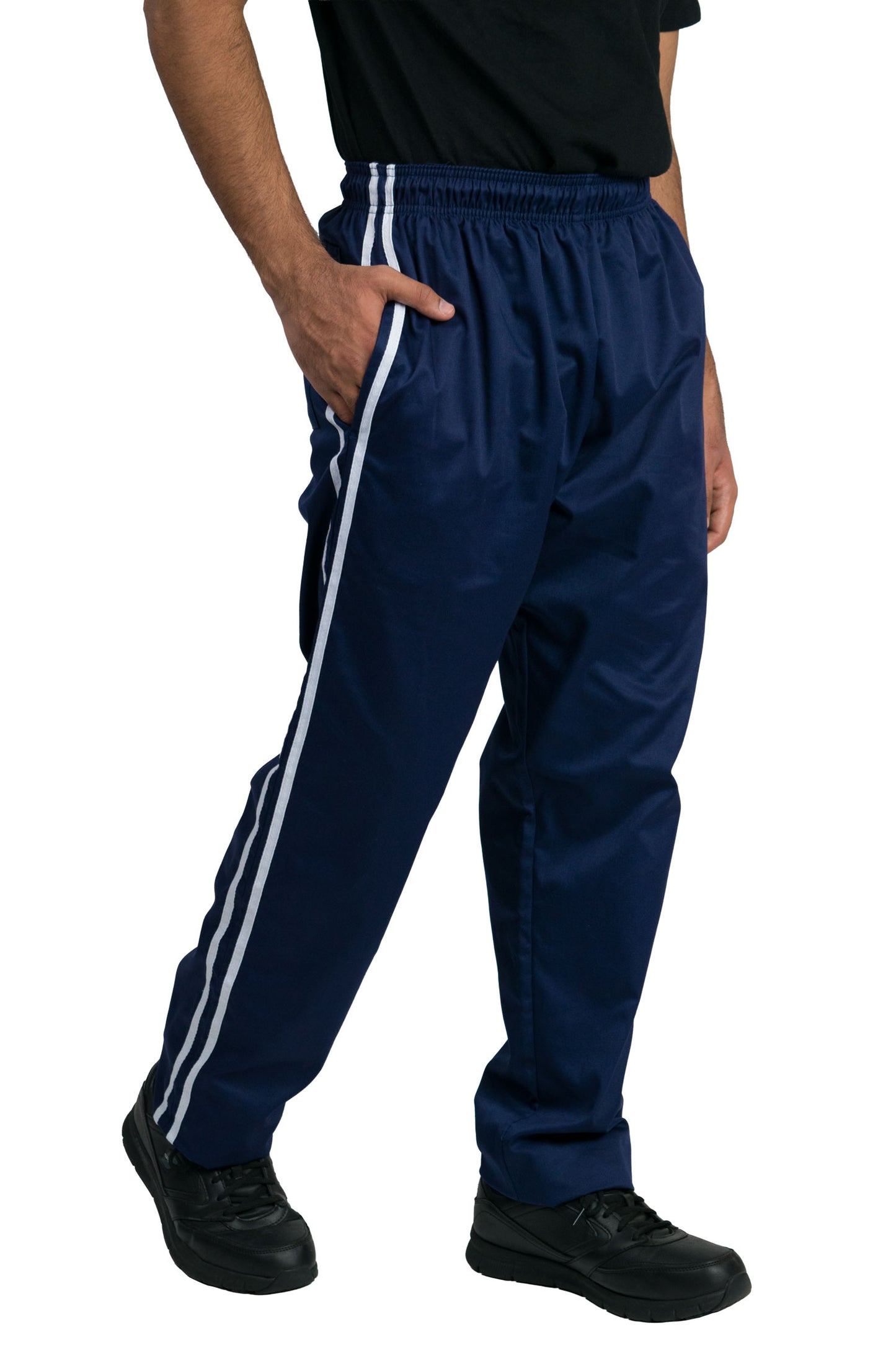 Chef Code Chef Pants, Classic Baggy with Elastic Waist, Drawstring and Stripe Detail