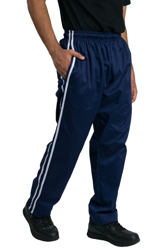 Chef Code Chef Pants, Classic Baggy with Elastic Waist, Drawstring and Stripe Detail