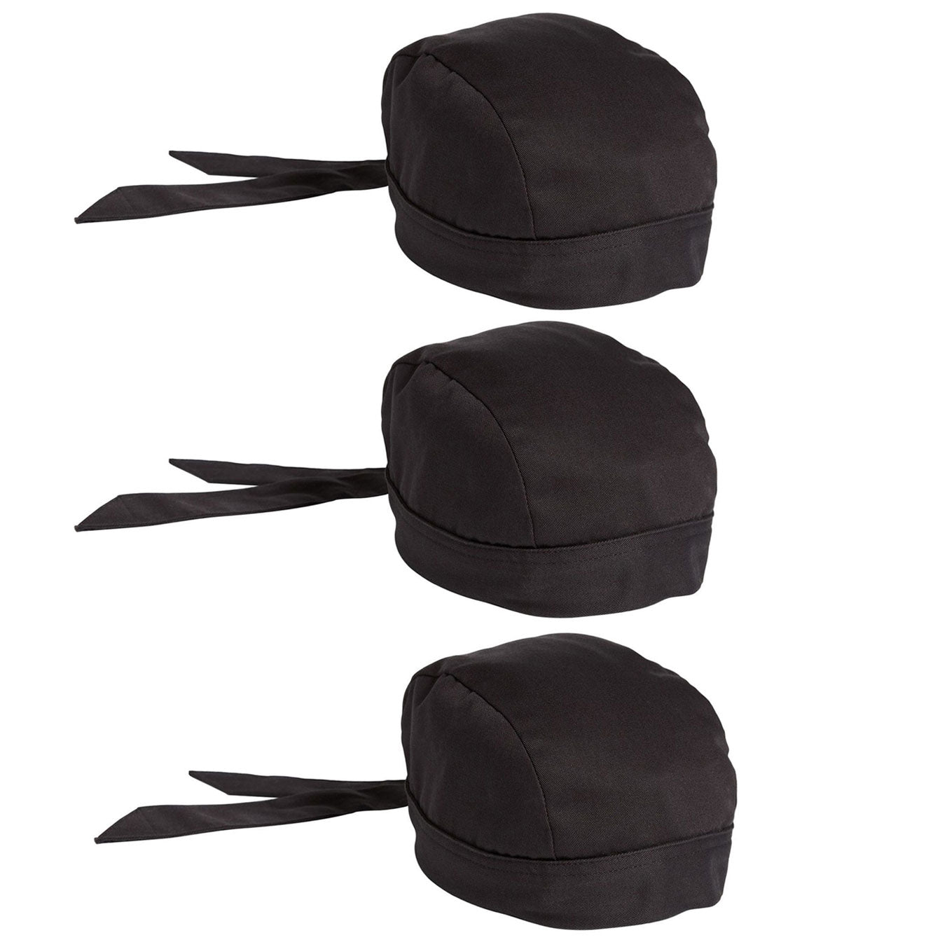 Chef Code 3-Pack Skull Cap with Back Elastic and Ties