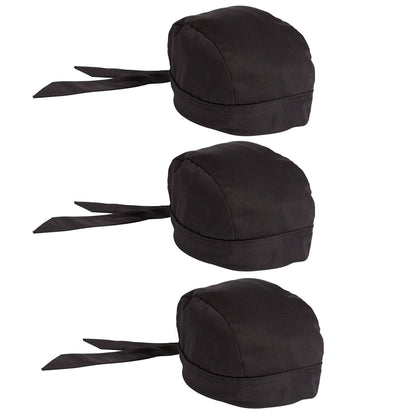 Chef Code 3-Pack Skull Cap with Back Elastic and Ties