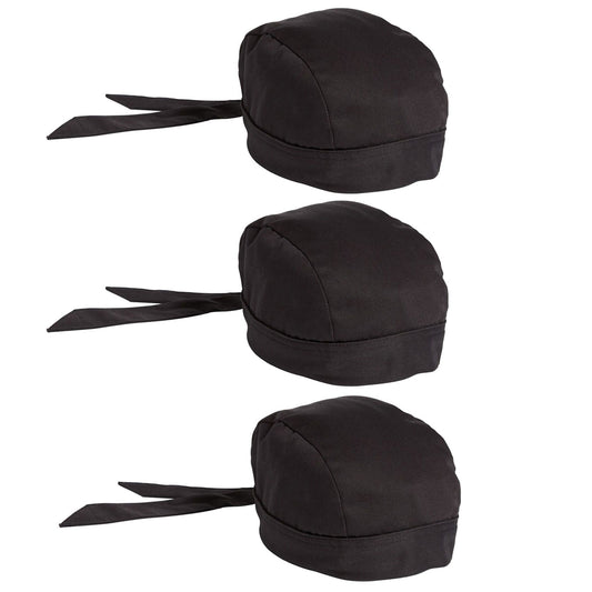 Chef Code 3-Pack Skull Cap with Back Elastic and Ties