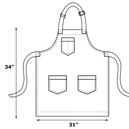 Chef Code 34" Long Denim Apron with Adjustable Neck