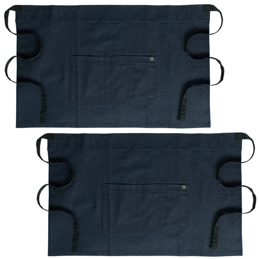 2-PACK Chef Code 24" Denim Waist Apron with Large 3-section Pocket