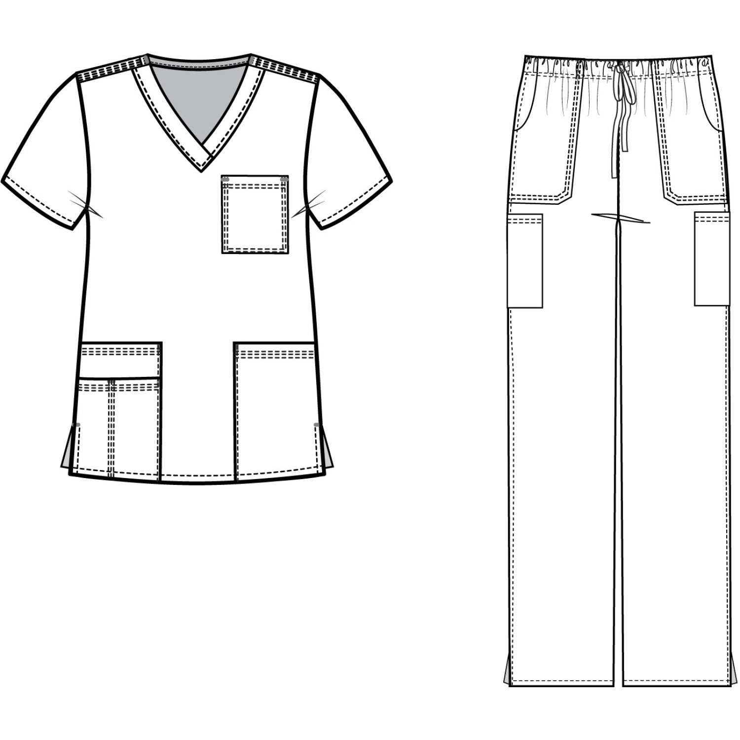 MedGear Womens Scrubs Set Medical Uniform, 4-Pocket Top & Multi-pocket ...