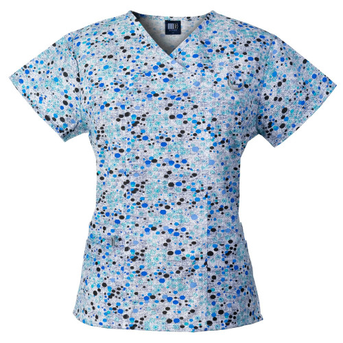 Medgear Women's Scrub Top with ID loop & 4 Pocket, Medical Uniform 1039-DIBL
