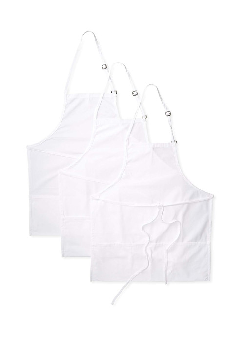 3-PACK Chef Code Adjustable Bib Apron 28" Long with 3 Pockets