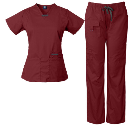 Medgear Womens scrub set Utility 4 pocket top, 7 Pocket 2043 pant with D-ring