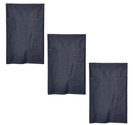 3-PACK Dickies Chef Denim Full Bistro Apron Two Pockets 32"