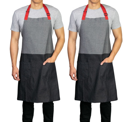 2-PACK Chef Code 34" Denim Apron with 2-Pockets and Adjustable Neck
